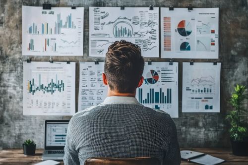 Mann prüft Finanzdaten